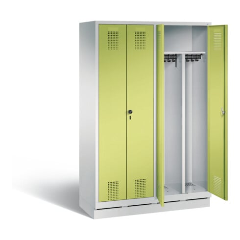 C+P Schwarz-Weiss-Spind Evolo, H1800xB1190xT500mm, Front Viridingrün, Korpus Lichtgrau (48022-40)