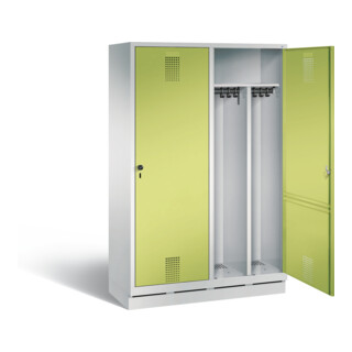 C+P Schwarz-Weiss-Spind Evolo, H1800xB1190xT500mm, Front Viridingrün, Korpus Lichtgrau (48220-40)