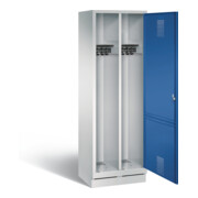 C+P Schwarz-Weiss-Spind Evolo, H1800xB610xT500mm, Front Enzianblau, Korpus Lichtgrau (48220-20)