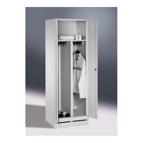 C+P Schwarz-Weiss-Spind Evolo, H1800xB610xT500mm, Front Lichtgrau, Korpus Lichtgrau (48022-20)