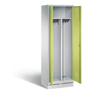C+P Schwarz-Weiss-Spind Evolo, H1800xB610xT500mm, Front Viridingrün, Korpus Lichtgrau (48022-20)