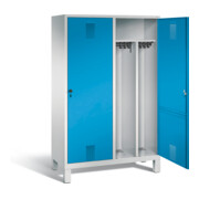 C+P Schwarz-Weiss-Spind Evolo, H1850xB1190xT500mm, Front Lichtblau, Korpus Lichtgrau (48210-40)