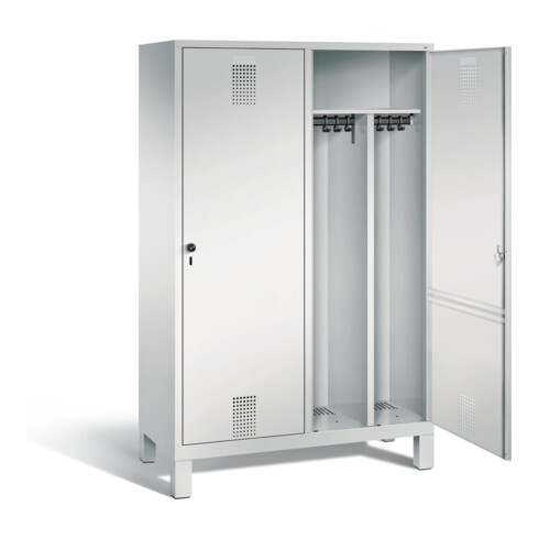 C+P Schwarz-Weiss-Spind Evolo, H1850xB1190xT500mm, Front Lichtgrau, Korpus Lichtgrau (48210-40)