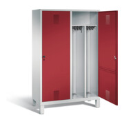 C+P Schwarz-Weiss-Spind Evolo, H1850xB1190xT500mm, Front Rubinrot, Korpus Lichtgrau (48210-40)