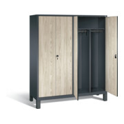 C+P Schwarz-Weiss-Spind Evolo, H1850xB1590xT500mm, Front Dekor Sen-Esche, Korpus Anthrazitgrau (48012-42)