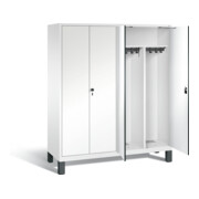 C+P Schwarz-Weiss-Spind Evolo, H1850xB1590xT500mm, Front Dekor Weiß, Korpus Verkehrsweiß (48012-42)