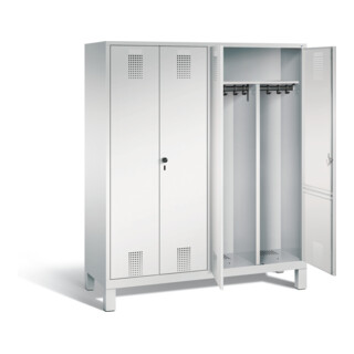 C+P Schwarz-Weiss-Spind Evolo, H1850xB1590xT500mm, Front Lichtgrau, Korpus Lichtgrau (48012-42)