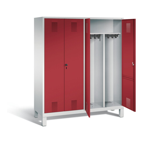 C+P Schwarz-Weiss-Spind Evolo, H1850xB1590xT500mm, Front Rubinrot, Korpus Lichtgrau (48012-42)