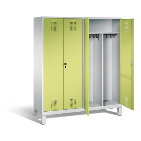 C+P Schwarz-Weiss-Spind Evolo, H1850xB1590xT500mm, Front Viridingrün, Korpus Lichtgrau (48012-42)