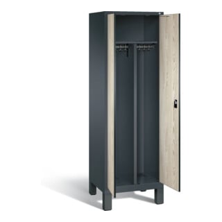 C+P Schwarz-Weiss-Spind Evolo, H1850xB610xT500mm, Front Dekor Sen-Esche, Korpus Anthrazitgrau (48012-20)