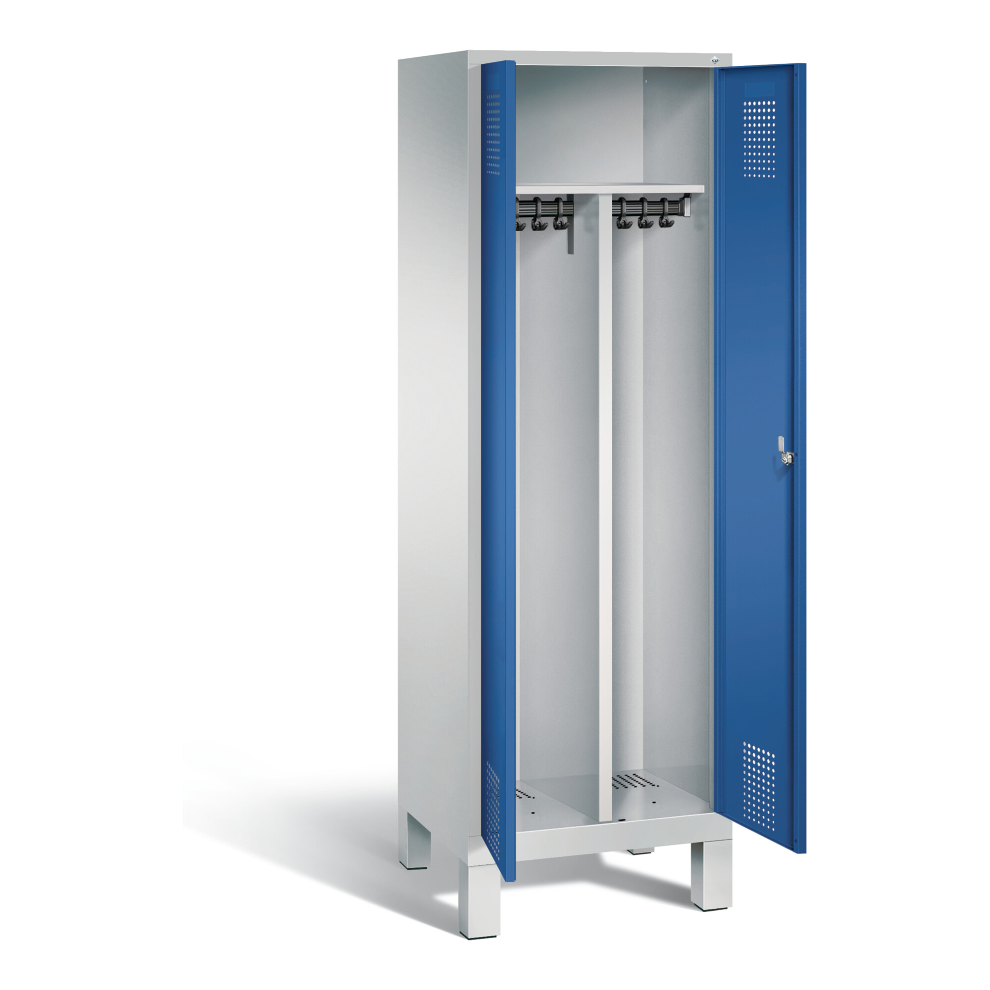 C+P Schwarz-Weiss-Spind Evolo, H1850xB610xT500mm, Front Enzianblau, Korpus Lichtgrau (48012-20) ; C + P Möbelsysteme
