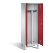 C+P Schwarz-Weiss-Spind Evolo, H1850xB610xT500mm, Front Rubinrot, Korpus Lichtgrau (48012-20)