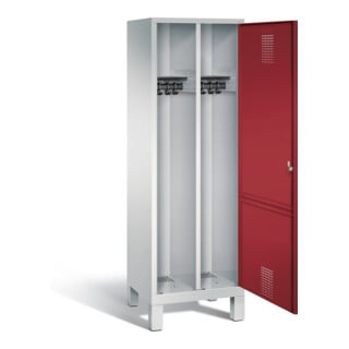 C+P Schwarz-Weiss-Spind Evolo, H1850xB610xT500mm, Front Rubinrot, Korpus Lichtgrau (48210-20)