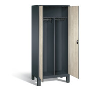 C+P Schwarz-Weiss-Spind Evolo, H1850xB810xT500mm, Front Dekor Sen-Esche, Korpus Anthrazitgrau (48012-22)