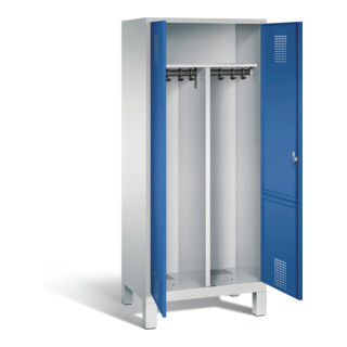 C+P Schwarz-Weiss-Spind Evolo, H1850xB810xT500mm, Front Enzianblau, Korpus Lichtgrau (48012-22)