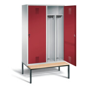 C+P Schwarz-Weiss-Spind Evolo, H2090xB1190xT500mm, Front Rubinrot, Korpus Lichtgrau, Gestell Schwarzgrau (48250-40)