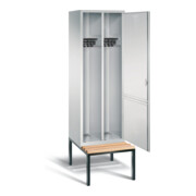 C+P Schwarz-Weiss-Spind Evolo, H2090xB610xT500mm, Front Lichtgrau, Korpus Lichtgrau, Gestell Schwarzgrau (48250-20)