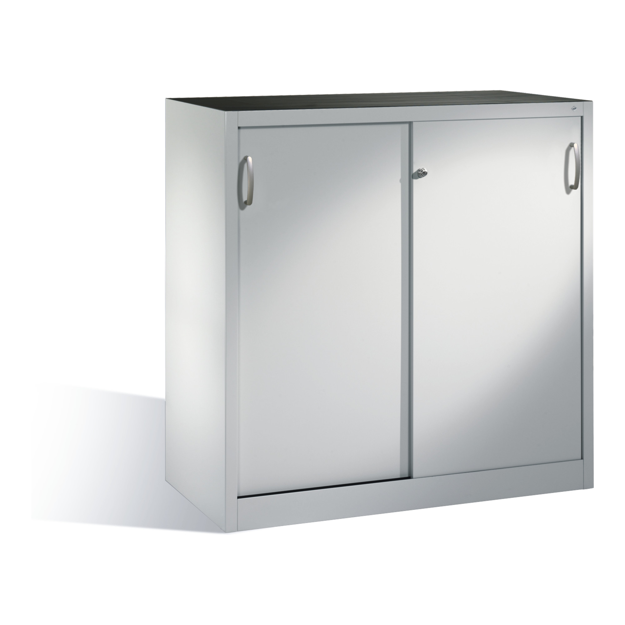 C+P Schwerlast-Beistellschrank mit Schiebetüren, 2 Böden, H1200xB1200xT500mm Front Lichtgrau Korpus Lichtgrau ; C + P Möbelsysteme