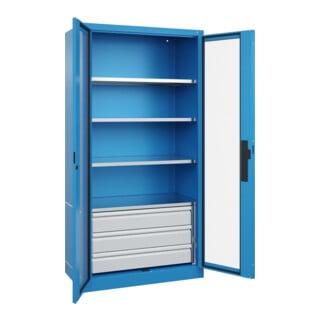 C+P Schwerlastschrank Acurado Pro 1950 x 1000 x 500 mm mit Schubladen blau