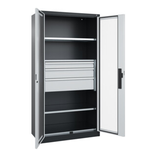 C+P Schwerlastschrank Acurado Pro 1950 x 1000 x 500 mm schwarz/grau