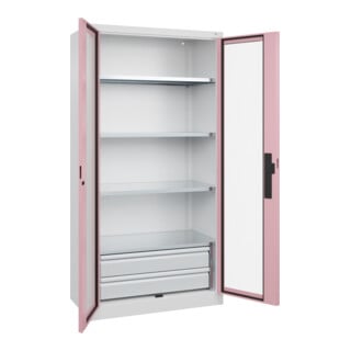 C+P Schwerlastschrank Acurado Pro 1950 x 1000 x 500 mm weiß/rosa