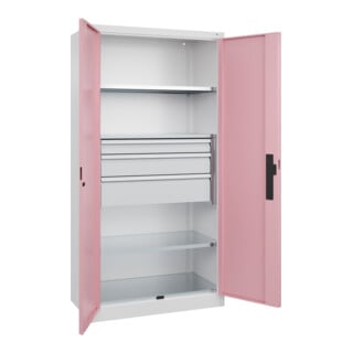 C+P Schwerlastschrank Acurado Pro 1950 x 1000 x 500 mm weiß/rosa