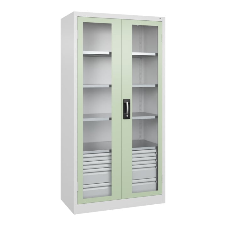 C+P Schwerlastschrank Acurado Pro 1950 x 1000 x 500 mm weiß/weißgrün