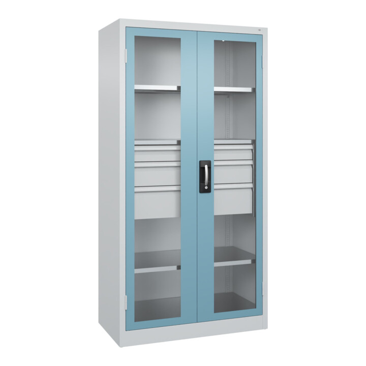 C+P Schwerlastschrank Acurado Pro 1950 x 1000 x 500mm lichtgrau/blau