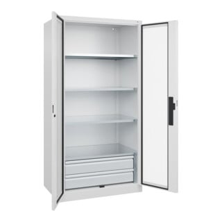 C+P Schwerlastschrank Acurado Pro 1950 x 1000 x 600 mm mit Schubladen weiß