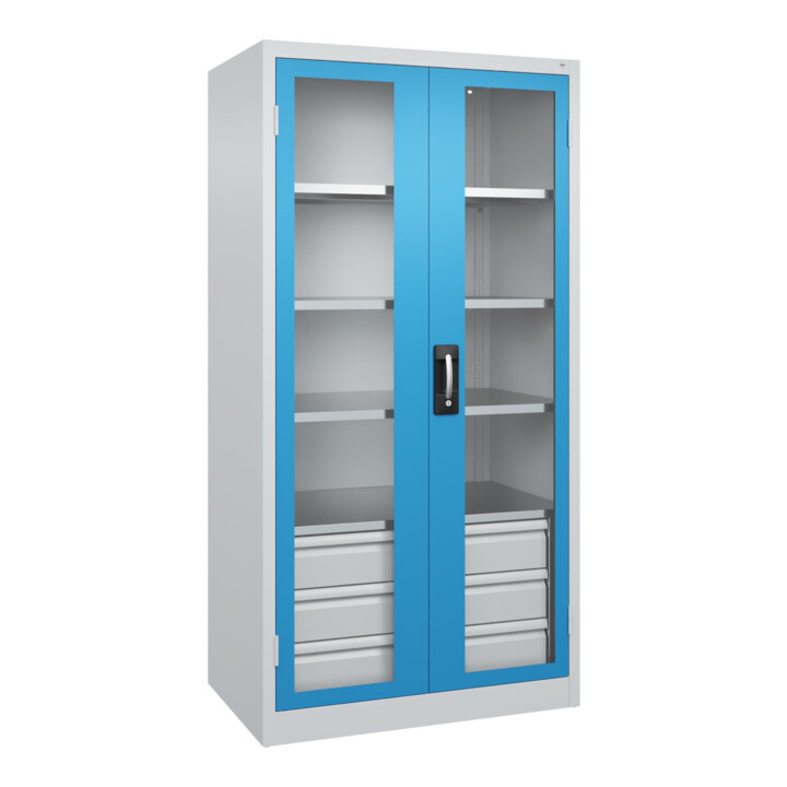 C+P Schwerlastschrank Acurado Pro 1950 x 1000 x 600mm mit Schubladen 7035/5012