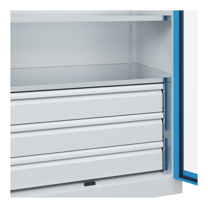 C+P Schwerlastschrank Acurado Pro 1950 x 1000 x 600mm mit Schubladen 7035/5012
