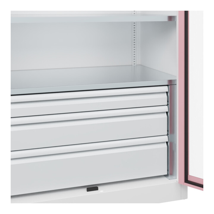 C+P Schwerlastschrank Acurado Pro 1950 x 1000 x 600mm weiß/rosa