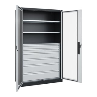 C+P Schwerlastschrank Acurado Pro 1950 x 1200 x 500 mm 7021/7035