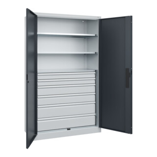 C+P Schwerlastschrank Acurado Pro 1950 x 1200 x 500 mm 7035/7016