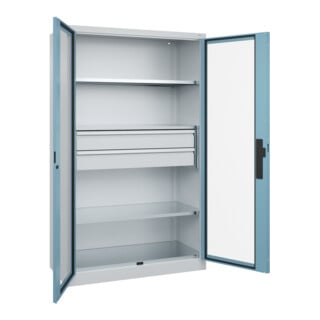 C+P Schwerlastschrank Acurado Pro 1950 x 1200 x 500 mm Lichtgrau/Architekturblau