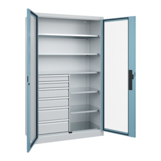 C+P Schwerlastschrank Acurado Pro 1950 x 1200 x 500mm grau/blau