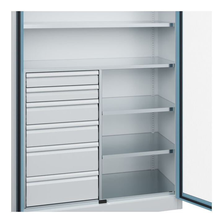 C+P Schwerlastschrank Acurado Pro 1950 x 1200 x 500mm grau/blau