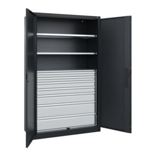 C+P Schwerlastschrank Acurado Pro 1950 x 1200 x 500mm schwarzgrau