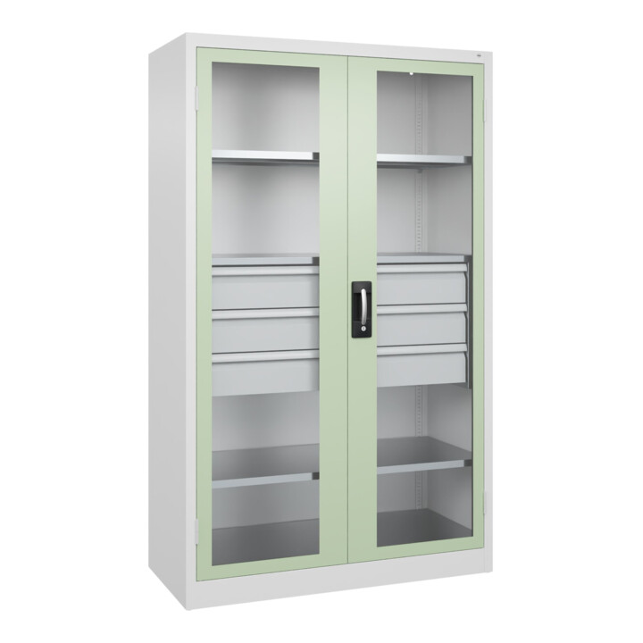 C+P Schwerlastschrank Acurado Pro 1950 x 1200 x 500mm weiß/grün