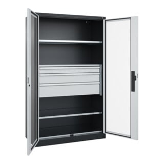 C+P Schwerlastschrank Acurado Pro 1950 x 1200 x 600 mm schwarz/hellgrau