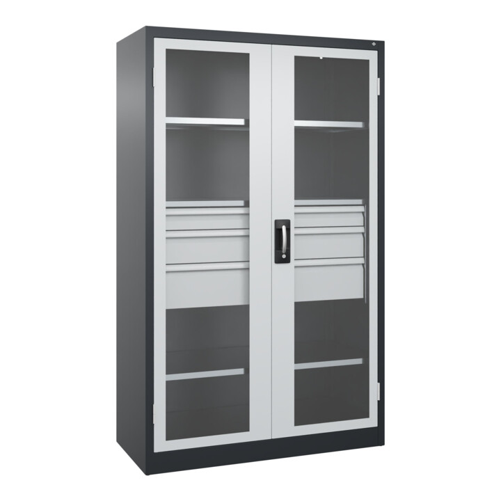 C+P Schwerlastschrank Acurado Pro 1950 x 1200 x 600 mm schwarz/hellgrau