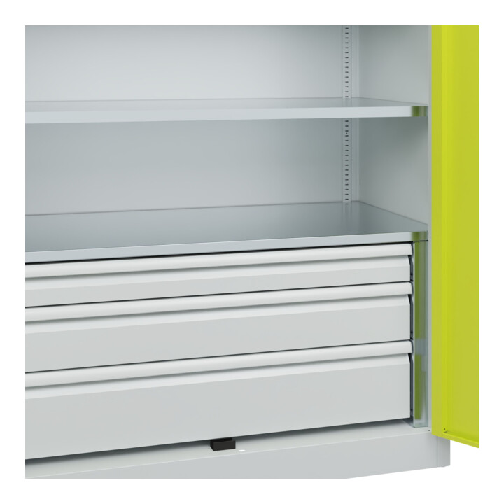 C+P Schwerlastschrank Acurado Pro 1950 x 1200 x 600mm mit Schubladen grau