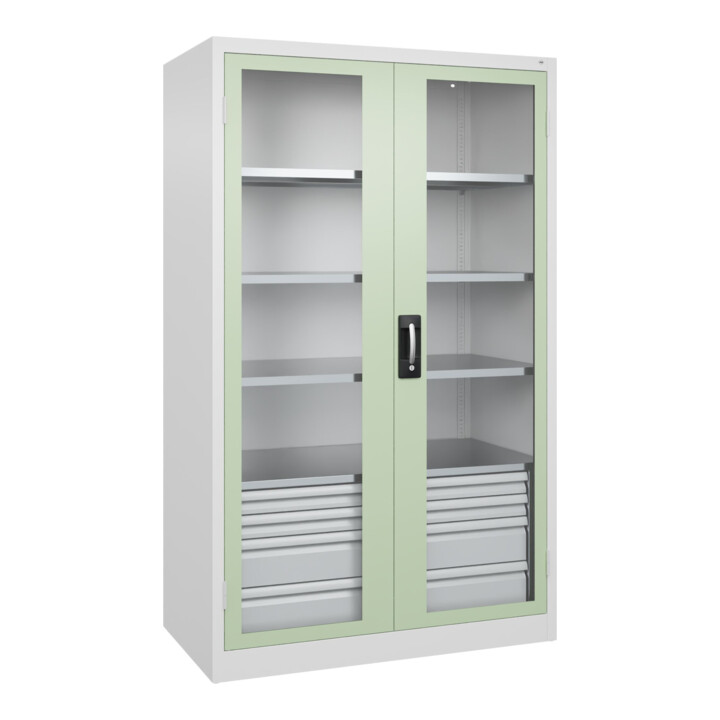 C+P Schwerlastschrank Acurado Pro 1950 x 1200 x 600mm weiß/weißgrün