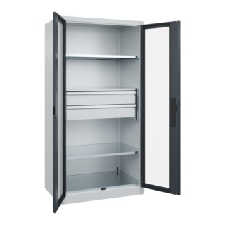 C+P Schwerlastschrank Acurado Pro mit Schubladen 1950 x 1000 x 600mm 7035/7016