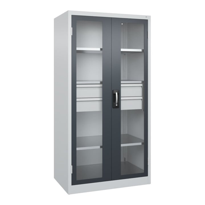 C+P Schwerlastschrank Acurado Pro mit Schubladen 1950 x 1000 x 600mm 7035/7016