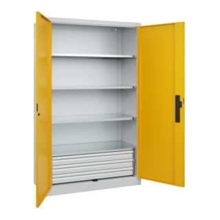 C+P Schwerlastschrank Acurado Pro mit Schubladen 1950 x 1200 x 500 mm 7035/1004