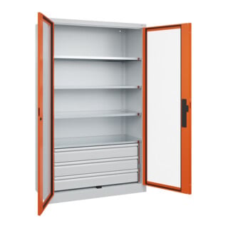 C+P Schwerlastschrank Acurado Pro mit Schubladen 1950 x 1200 x 500 mm 7035/2004