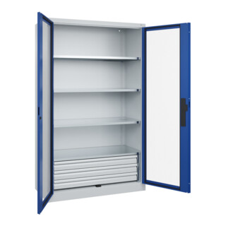 C+P Schwerlastschrank Acurado Pro mit Schubladen 1950 x 1200 x 500 mm 7035/5010