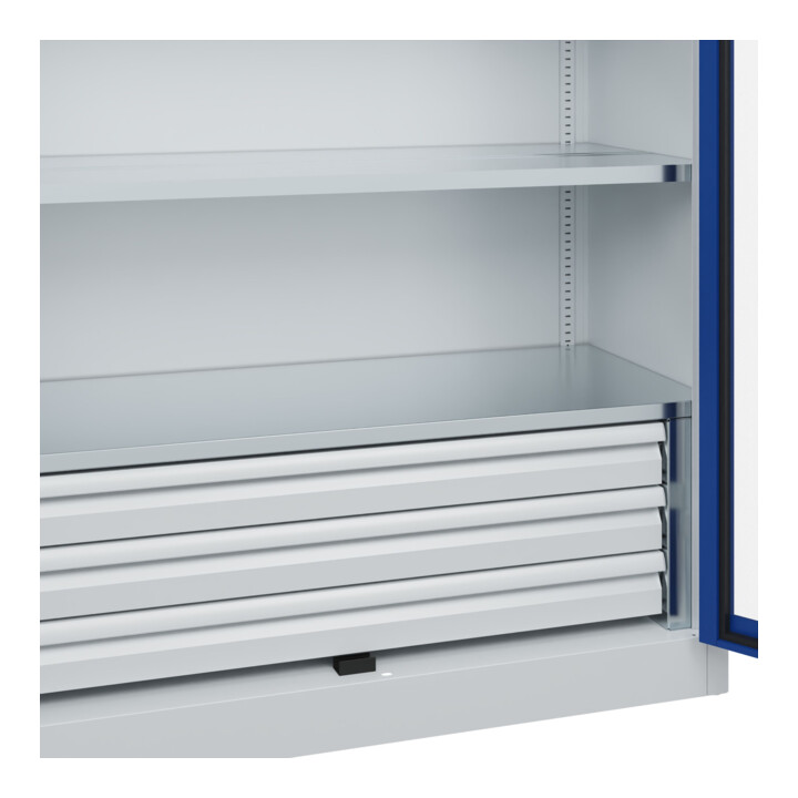 C+P Schwerlastschrank Acurado Pro mit Schubladen 1950 x 1200 x 500 mm 7035/5010