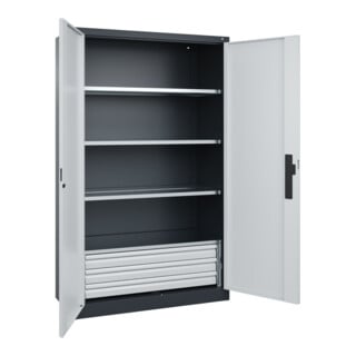 C+P Schwerlastschrank Acurado Pro mit Schubladen 1950 x 1200 x 500mm 7016/7035